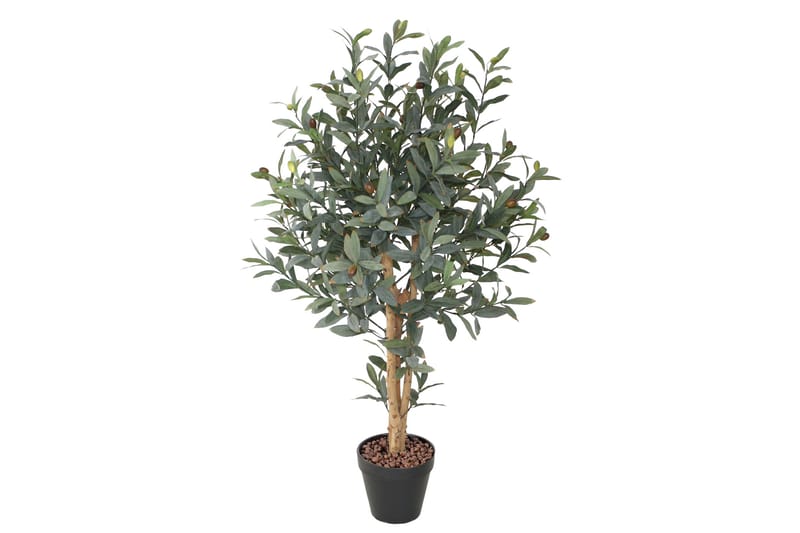 Grön V�äxt Oliv H90 cm 2 Grenar Svart Kruka - Balkongblommor - Konstgjorda växter & plastväxter