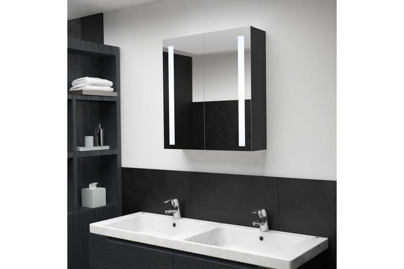 Badrumsskåp med spegel LED 62x14x60 cm - Antracit - Badrum - Badrumsmöbler - Spegelskåp