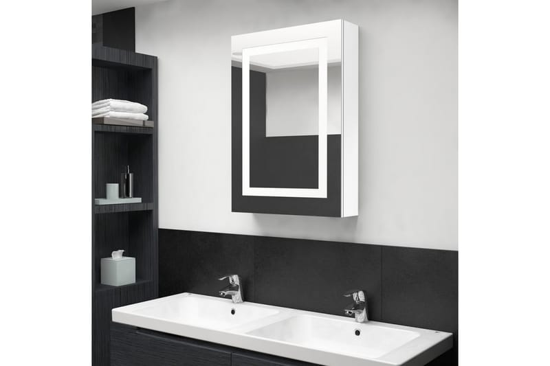 Spegelskåp med LED blank vit 50x13x70 cm - Vit - Badrum - Badrumsmöbler - Spegelskåp