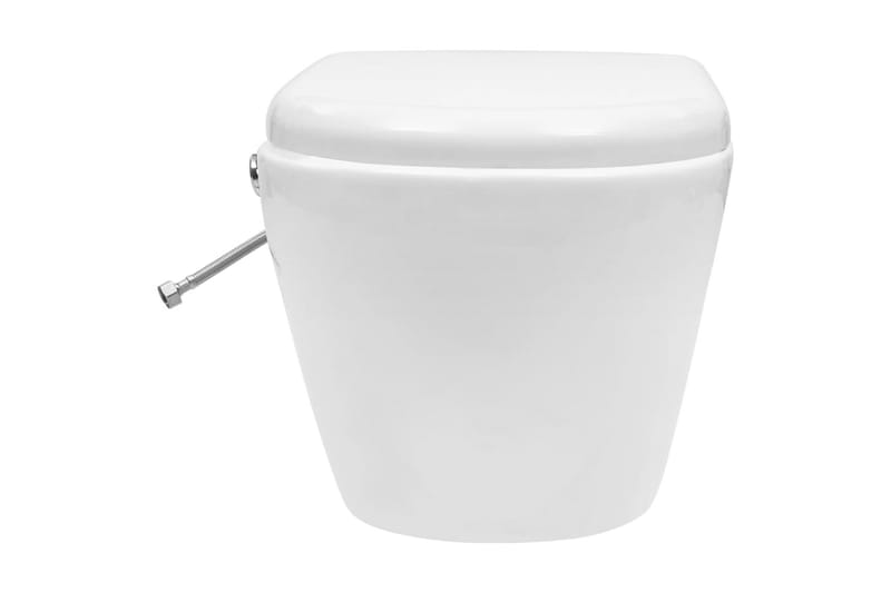 Toalettstol vägghängd utan spolkant med bidé keramisk vit - Vit - Badrum - Toalettstolar - Vägghängd