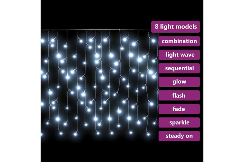Ljusslinga draperi istappar 10 m 400 lysdioder kallvit - be Basic - Belysning & el - Inomhusbelysning & lampor - Dekorationsbelysning - Ljusslinga