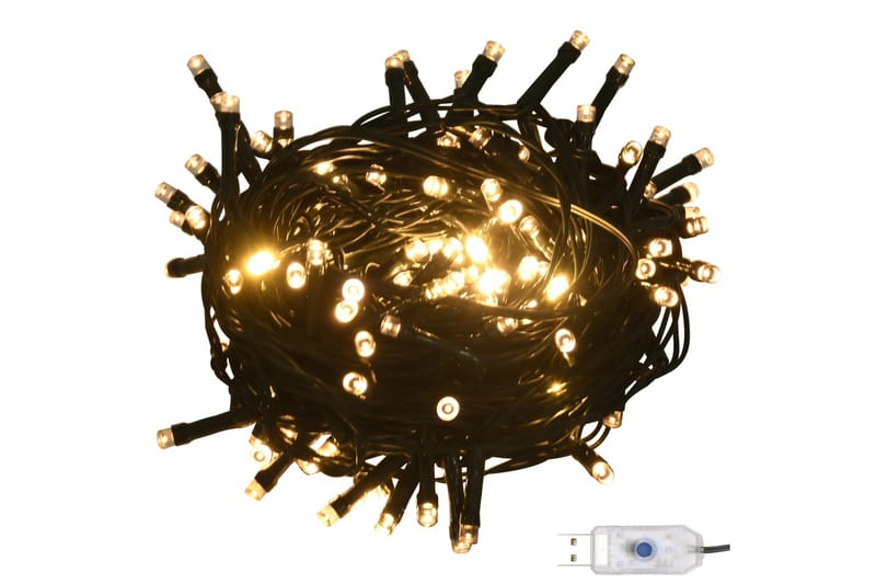 Ljusslinga med 150 LED varmvit 15 m PVC - Vit - Belysning & el - Inomhusbelysning & lampor - Dekorationsbelysning - Ljusslinga