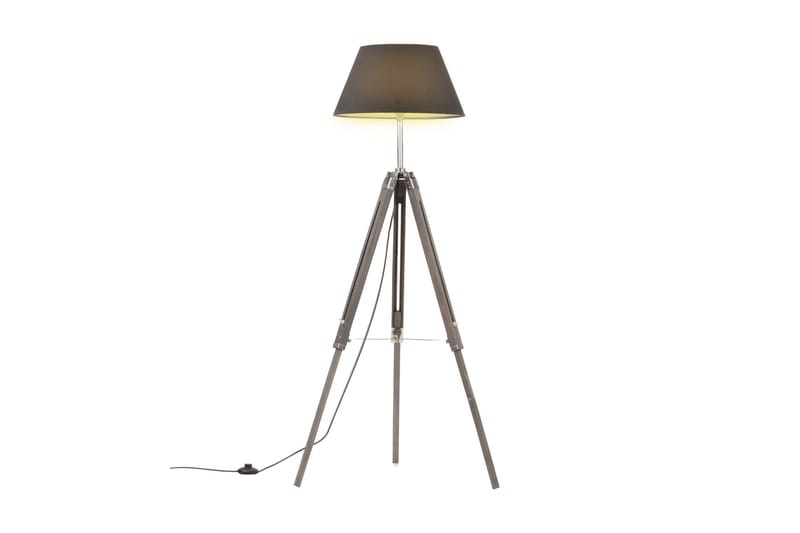 Golvlampa grå och svart massivt teakträ 141 cm - be Basic - Belysning & el - Inomhusbelysning & Lampor - Golvlampa