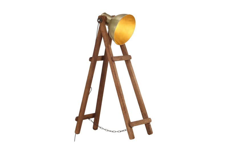 Golvlampa mässing E27 massivt mangoträ - Brun - Belysning & el - Inomhusbelysning & lampor - Golvlampa
