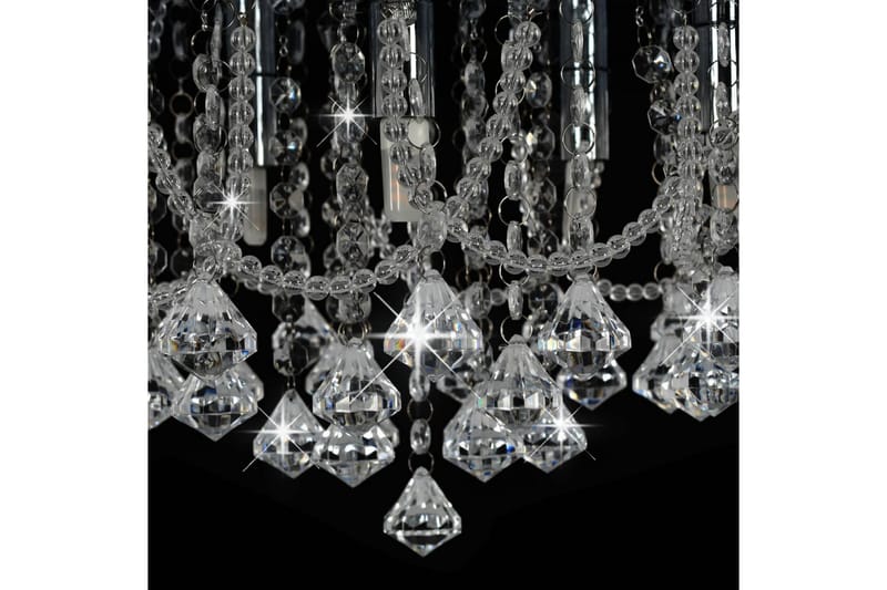 Taklampa med kristallpärlor silver rund 4xG9-lampor - Silver - Belysning - Inomhusbelysning & Lampor - Kristallkrona & takkrona