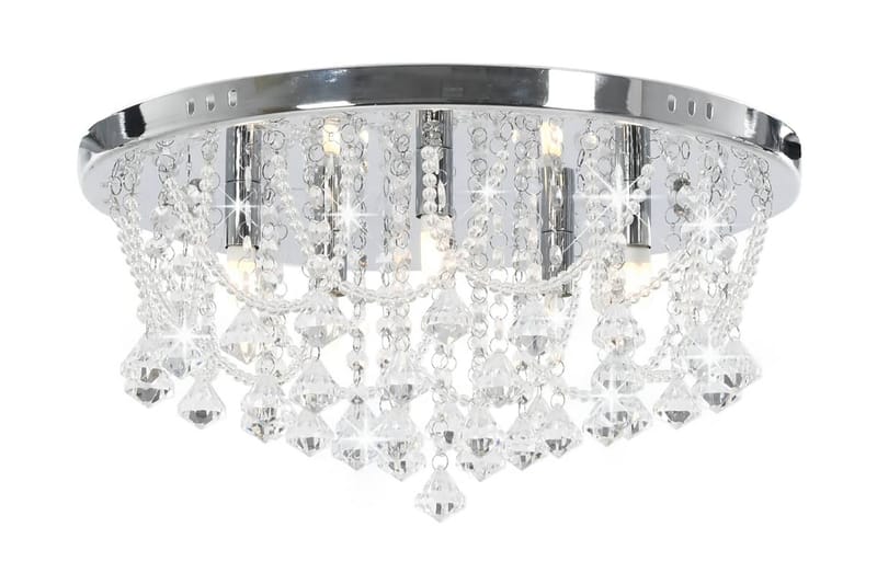 Taklampa med kristallpärlor silver rund 4xG9-lampor - Silver - Belysning - Inomhusbelysning & Lampor - Taklampa