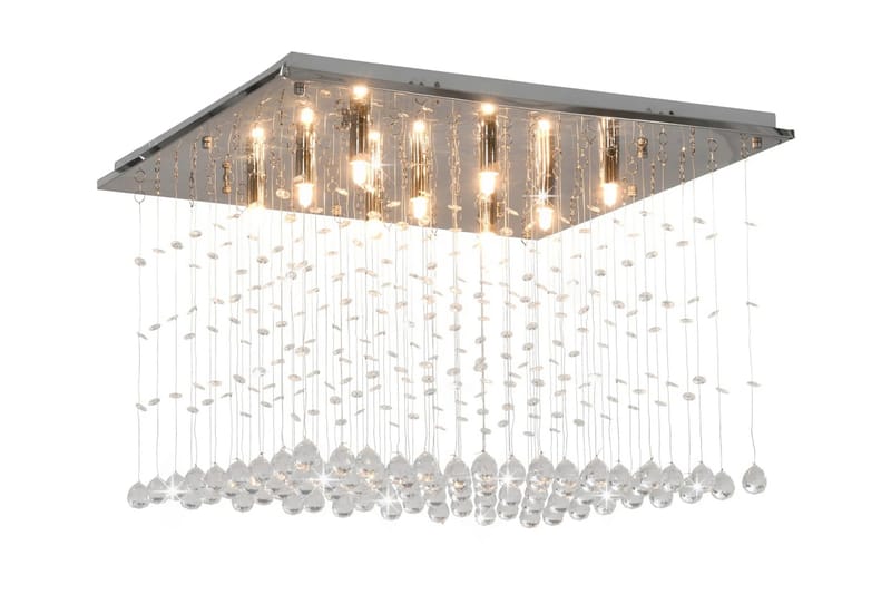 Taklampa med kristallpärlor silver kub G9 - Silver - Belysning & el - Inomhusbelysning & lampor - Taklampa & takbelysning - Plafond