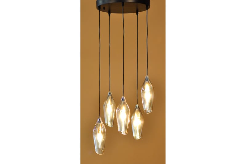 Dalmatia Taklampa 5 Ljus Svart/Guld/Amber - AG Home & Light - Belysning & el - Inomhusbelysning & lampor - Taklampa & takbelysning - Pendellampor & hänglampor
