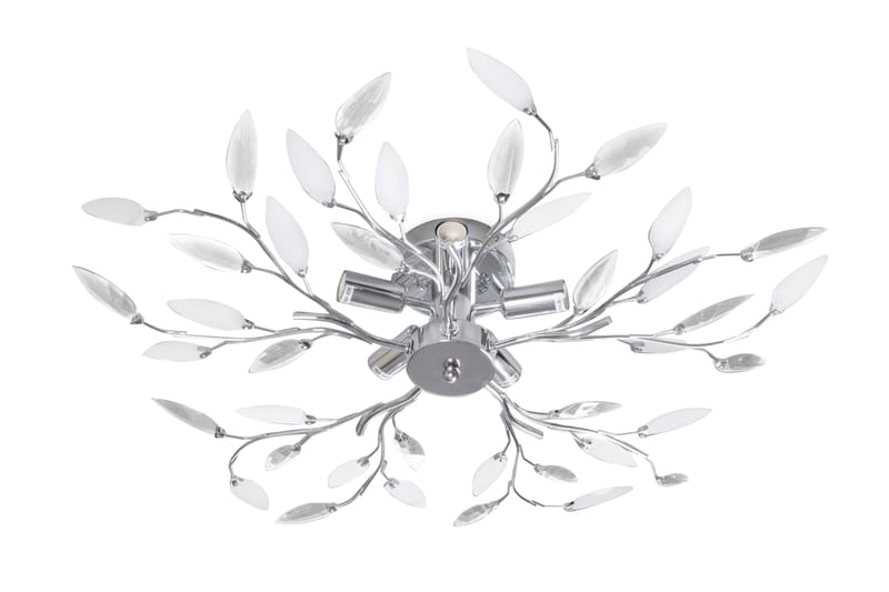 Taklampa 5-armad E14 med kristallöv vit/transparent - Vit - Belysning & el - Inomhusbelysning & lampor - Kökslampa - Taklampa kök