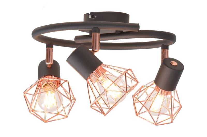 Taklampa med 3 spotlights E14 svart och koppar - Svart - Belysning & el - Inomhusbelysning & lampor - Fönsterlampa
