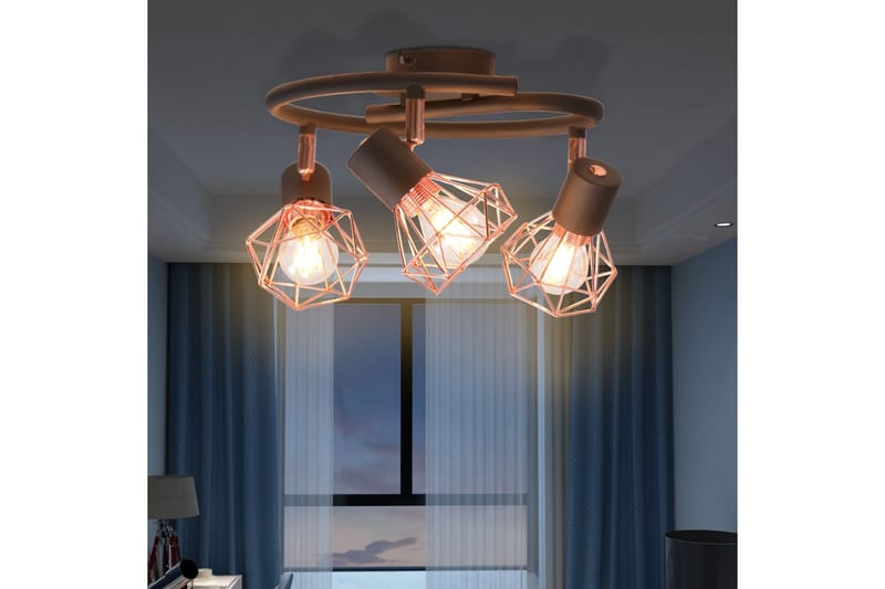 Taklampa med 3 spotlights E14 svart och koppar - Svart - Belysning & el - Inomhusbelysning & Lampor - Taklampa & takbelysning - Pendellampor & hänglampor