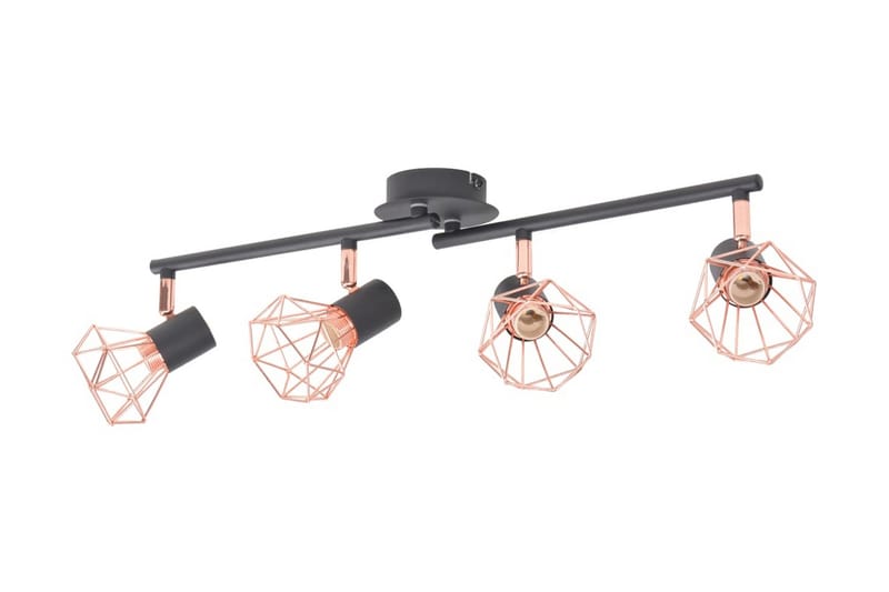 Taklampa med 4 spotlights E14 svart och koppar - Svart - Belysning & el - Inomhusbelysning & lampor - Fönsterlampa