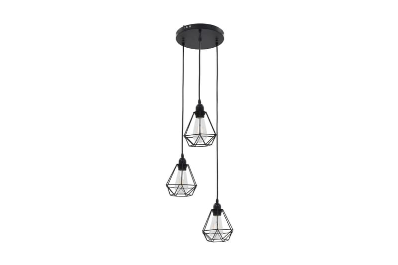 Taklampa med diamantdesign svart 3xE27-lampa - Svart - Belysning & el - Inomhusbelysning & Lampor - Vardagsrumslampa
