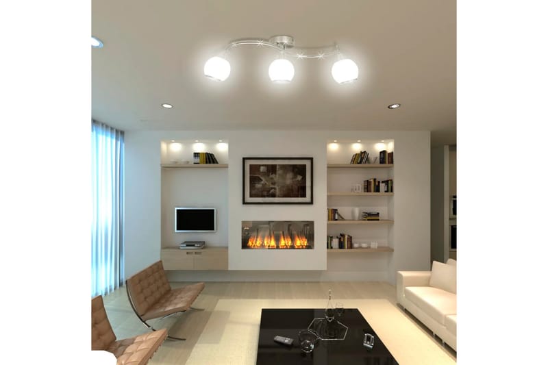 Taklampa med glasskärmar med böjd skena för 3 E14 glödlampor - Vit - Belysning & el - Inomhusbelysning & Lampor - Taklampa & takbelysning - Pendellampor & hänglampor