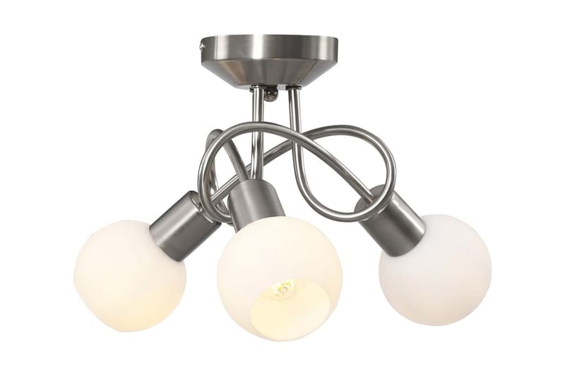 Taklampa med keramikskärmar för 3 E14-lampor vit klot - Vit - Belysning & el - Inomhusbelysning & Lampor - Vägglampa