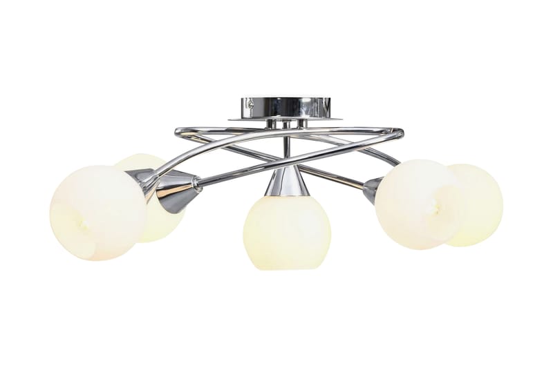 Taklampa med keramikskärmar för 5 E14-lampor vit klot - Vit - Belysning & el - Badrumsbelysning - Badrumslampa tak