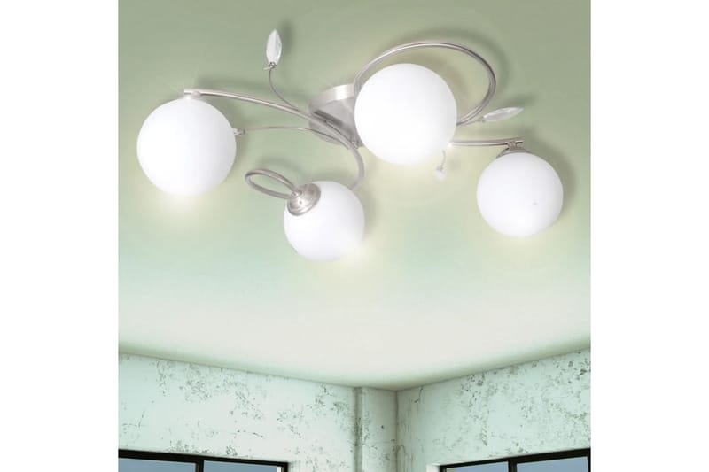 Taklampa med transparenta akrylblad och glaskupor 4 G9-lampo - Vit - Belysning & el - Inomhusbelysning & Lampor - Taklampa & takbelysning - Pendellampor & hänglampor
