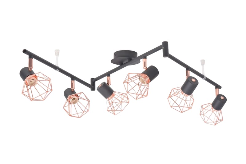 Taklampa med 6 spotlights E14 svart och koppar - Svart - Belysning - Inomhusbelysning & Lampor - Taklampa