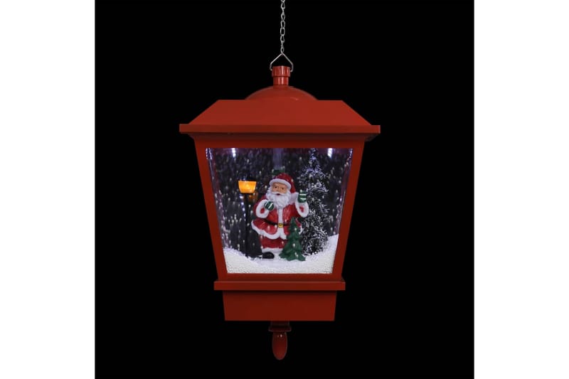 Hänglykta med LED och jultomte röd 27x27x45 cm - Röd - Belysning & el - Julbelysning - Julbelysning utomhus