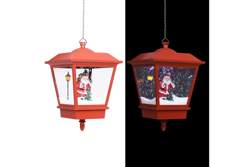 Hänglykta med LED och jultomte röd 27x27x45 cm - Röd - Belysning & el - Julbelysning - Julbelysning utomhus