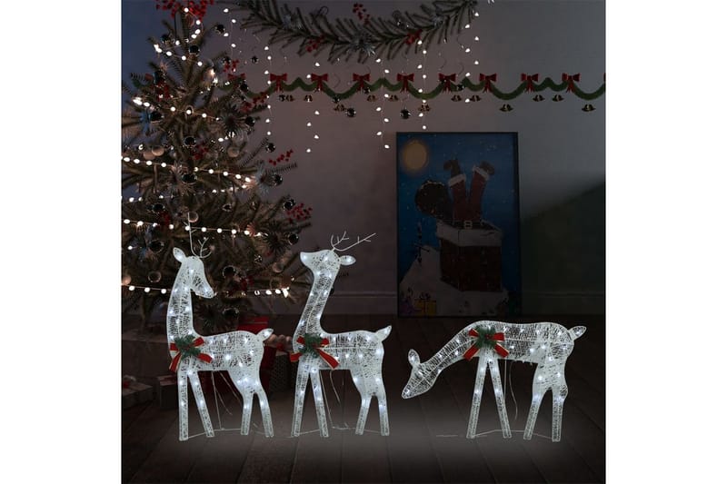 Juldekoration renar 270x7x90 cm silver kallvit - Vit - Belysning & el - Julbelysning - Julbelysning utomhus