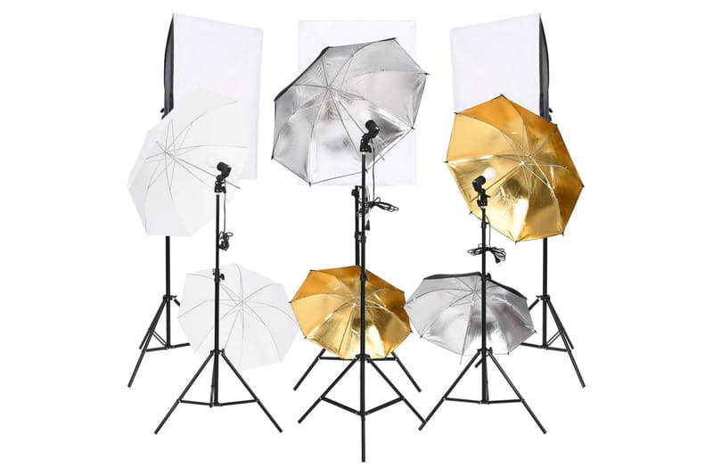 Studiobelysningssats med softboxar och paraplyer 6 st - Svart - Belysning & el - Ljuskällor & glödlampor - Arbetsbelysning - Fotobelysning & studiobelysning