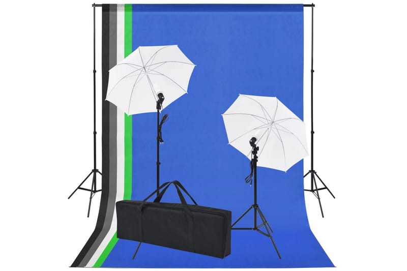 Studioutrustning: 5 färgade bakgrunder & 2 paraplyer - Flerfärgad - Belysning & el - Ljuskällor & glödlampor - Arbetsbelysning - Fotobelysning & studiobelysning