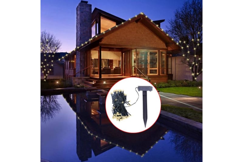 Soldriven ljusslinga LED varmvit - Svart - Utemöbler - Balkong - Balkongbelysning
