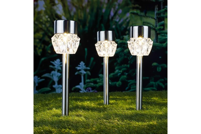 HI Soldrivna LED-stiglampor 3 st kristall - Flerfärgad - Belysning & el - Utomhusbelysning - Markbelysning