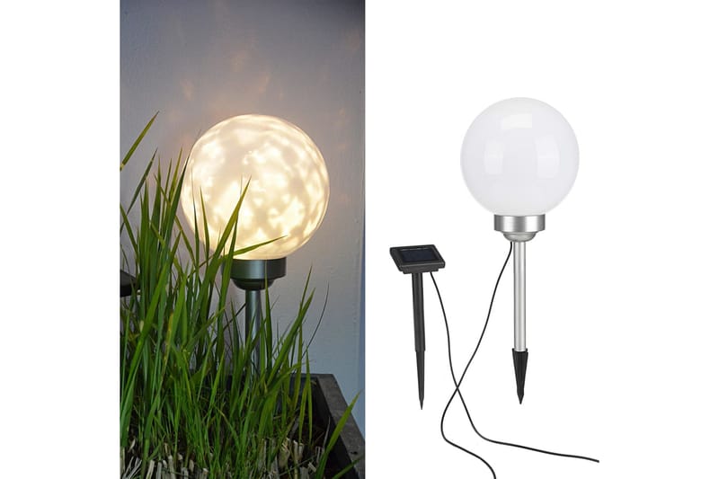 HI Soldriven LED roterande trädgårdsklot 20 cm - Vit - Belysning & el - Utomhusbelysning - Markbelysning