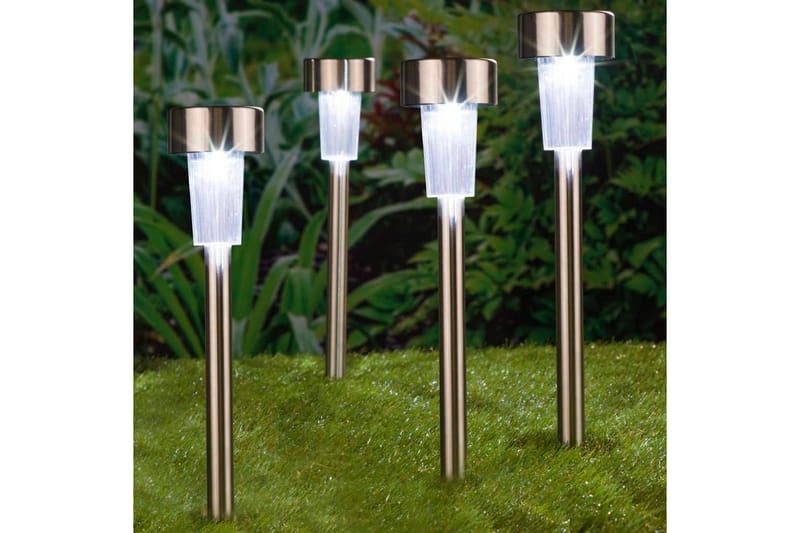 HI Trädgårdsbelysning solcell LED 4-pack rostfritt stål 36 c - Silver - Belysning & el - Utomhusbelysning