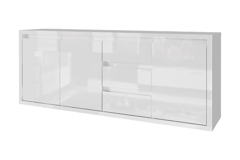 Glancie Byrå 180x40x76 cm med 3 Dörrar + 3 Lådor - Vit Högglans - Förvaring - Skåp - Vitrinskåp
