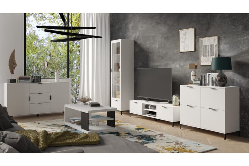 Leneas Byrå 100x110x40 cm med 2 Dörrar - Vit - Möbler - Hallmöbler - Möbelset för hall & entre