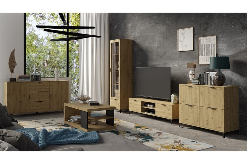 Leneas Byrå 50x85x40 cm med Låda + Dörr - Ekfärg - Möbler - Hallmöbler - Möbelset för hall & entre
