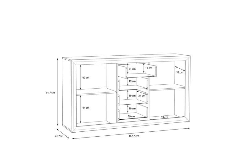 Aridiala Sideboard 42x168 cm - Brun/Vit - Förvaring - Förvaringsmöbler - Sideboard & skänk