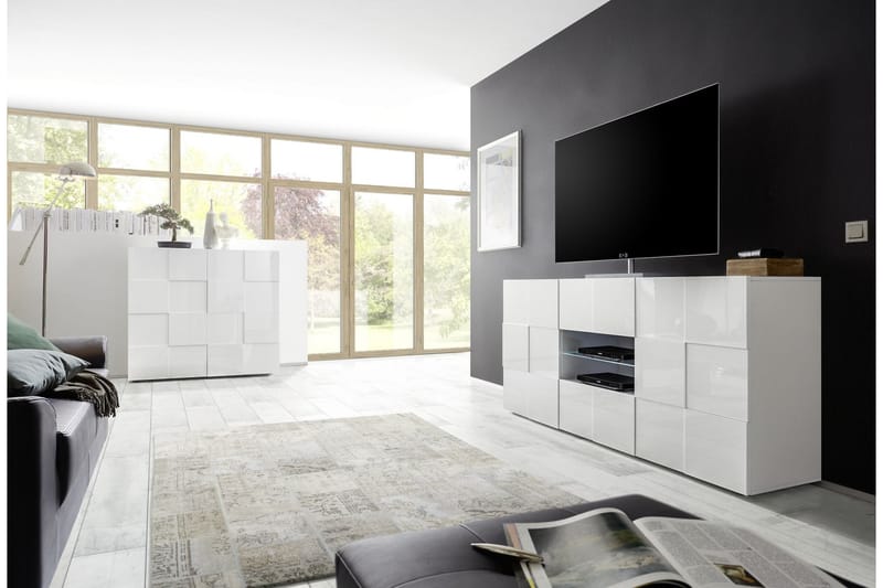 Dama Sideboard 181 cm med Lådor - Vit Högglanslack - Möbler - Tv möbel & mediamöbel - TV bänk & mediabänk