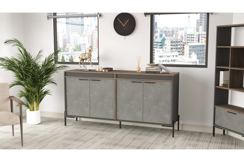 Desgrar Sideboard 46x184 cm - Brun/Betonggrå/Antracit - Möbler - Möbelset - Möbelset för kontor