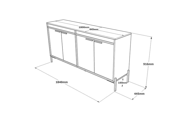 Desgrar Sideboard 46x184 cm - Brun/Betonggrå/Antracit - Förvaring - Förvaringsmöbler - Sideboard & skänk