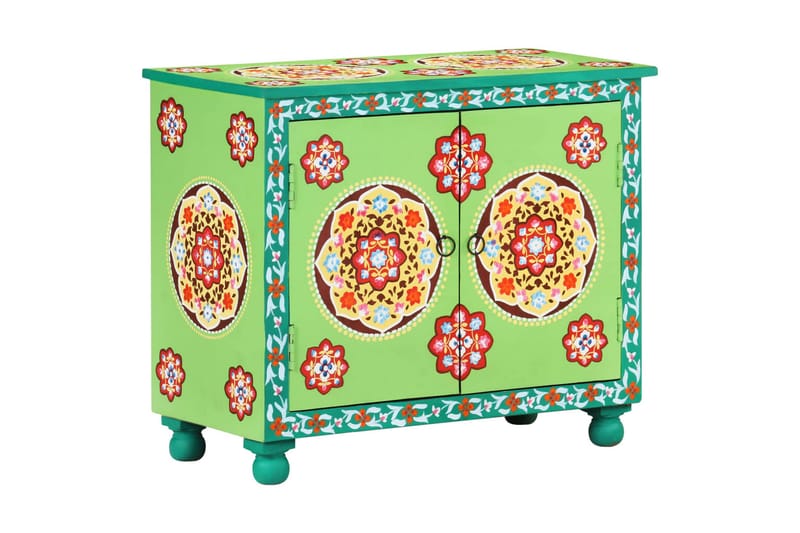 Handmålad skänk flerfärgad 70x35x60 cm massivt mangoträ - Flerfärgad - Möbler - Bord & matgrupper - Soffbord