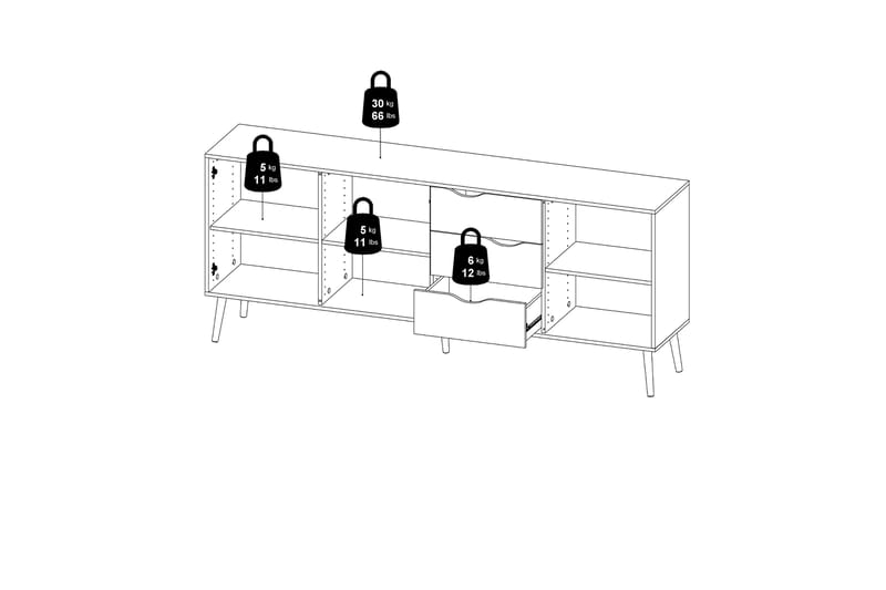 Hostafranc Sideboard 40x196 cm - Vit|Natur - Förvaring - Förvaringsmöbler - Sideboard & skänk