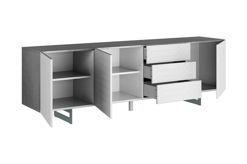 Itaca Sideboard 3 lådor 220x45 cm - Mörkgrå/Vit - Förvaring - Förvaringsmöbler - Sideboard & skänk