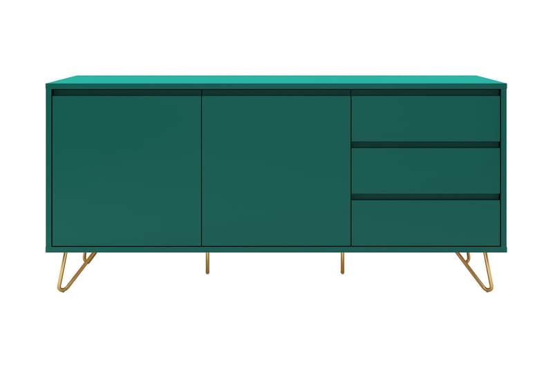 Lottano Sideboard 40x150 cm 2 Dörrar+3 Lådor - Grön/Mässsing - Förvaring - Förvaringsmöbler - Sideboard & skänk