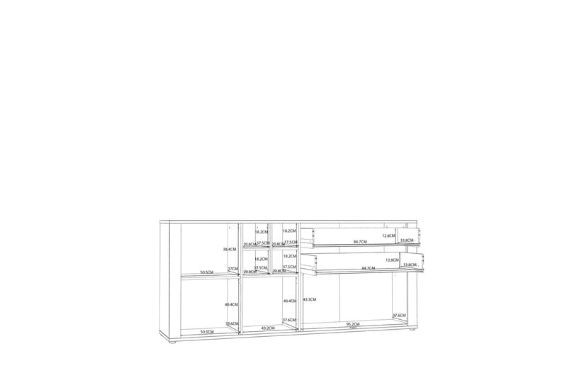 Naousea Sideboard 41x196 cm - Vit/Brun - Förvaring - Förvaringsmöbler - Sideboard & skänk