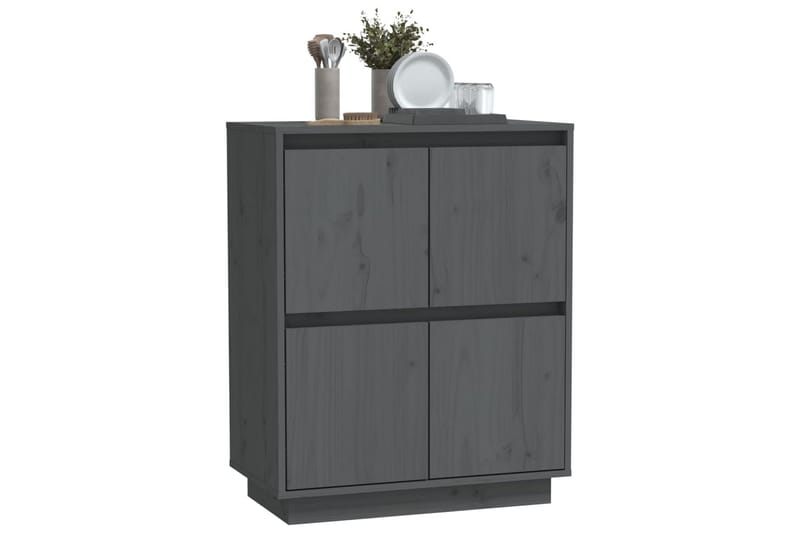 Skänk grå 60x34x75 cm massiv furu - Förvaring - Förvaringsmöbler - Sideboard & skänk