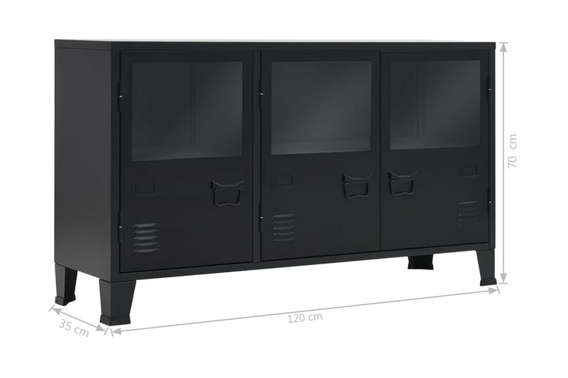 Skänk industriell stil metall 120x35x70 cm svart - Svart - Förvaring - Förvaringsmöbler - Sideboard & skänk