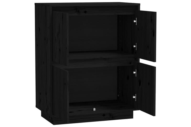 Skänk svart 60x34x75 cm massiv furu - Svart - Förvaring - Förvaringsmöbler - Sideboard & skänk