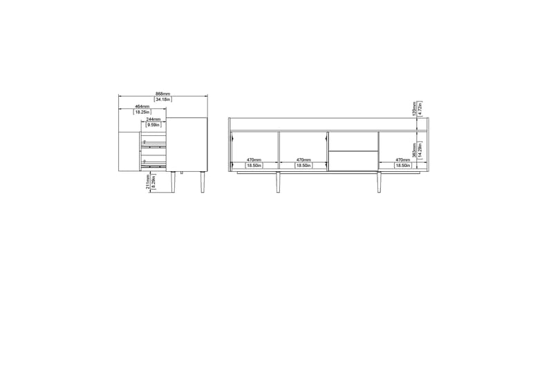 Torredesa Sideboard 41x196 cm - Valnöt|Svart - Förvaring - Förvaringsmöbler - Sideboard & skänk
