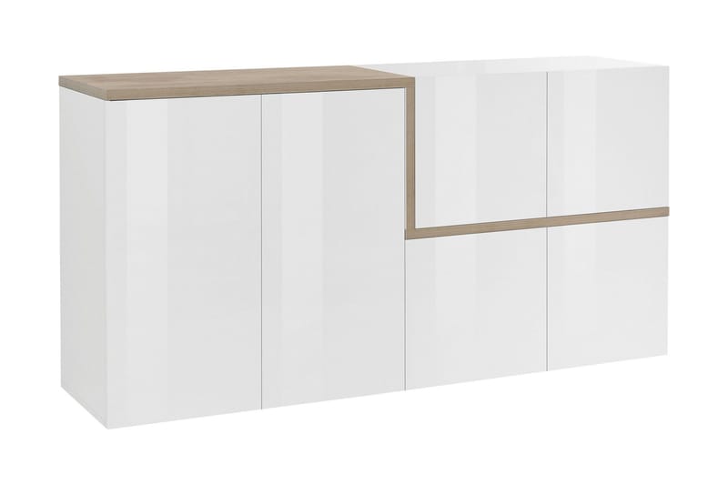 Zetera Skänk 160 cm 6 Dörrar - Vit/Natur/Lönnfärg - Förvaring - Förvaringsmöbler - Sideboard & skänk