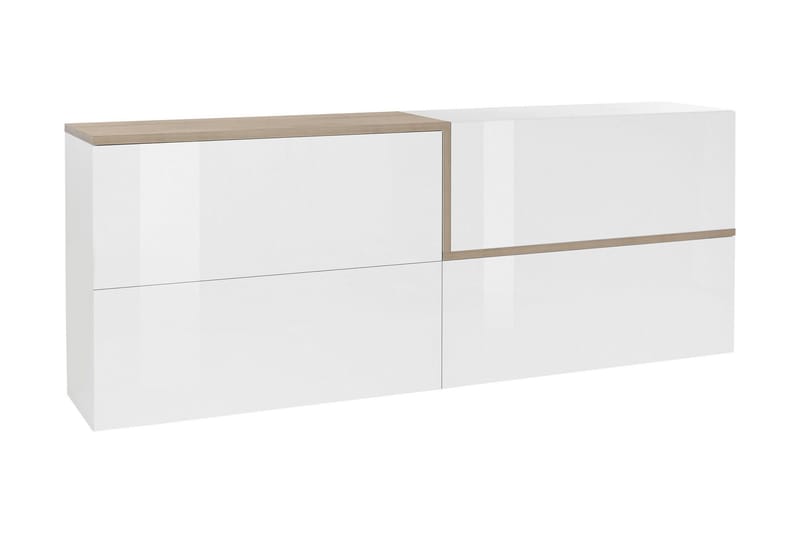 Zetera Skänk 210 cm 4 Dörrar - Vit/Natur/Lönnfärg - Förvaring - Förvaringsmöbler - Sideboard & skänk