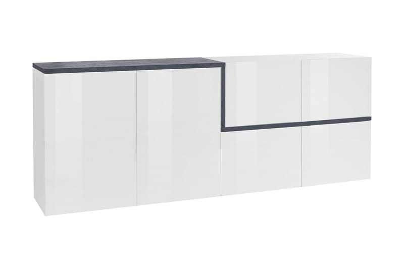 Zetera Skänk 210 cm 6 Dörrar - Vit/Natur/Lönnfärg - Förvaring - Förvaringsmöbler - Sideboard & skänk
